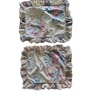 Vintage Ralph Lauren Elsa Grasslands Standard Shams Set of 2 Cotton Ruffled READ